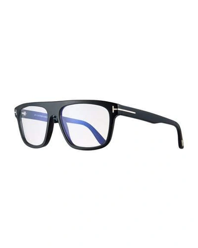 Shop Tom Ford Men's Rectangular Acetate Eyeglasses, Black