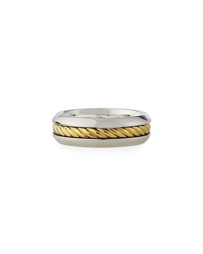 Shop David Yurman Men's Cable Ring With 18k Gold In Silver, 8mm