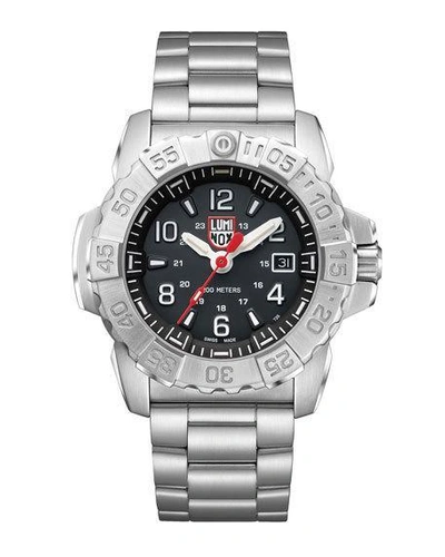 Shop Luminox Men's Navy Seal Bracelet Watch, Silver