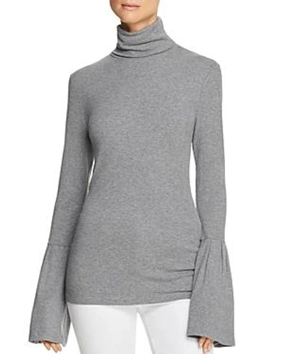 Shop Paige Kenzie Bell-sleeve Turtleneck Sweater In Dark Heather Gray