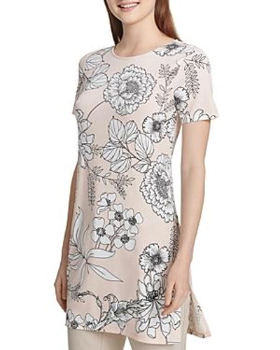 Shop Calvin Klein Floral-print Tunic Top In Blush Combo