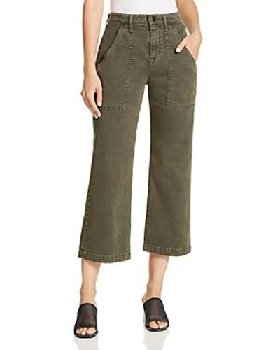 Shop Hudson Wide Leg Crop Cargo Jeans In Military Green 2