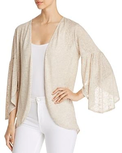 Shop Status By Chenault Open Bell-sleeve Cardigan In Beige