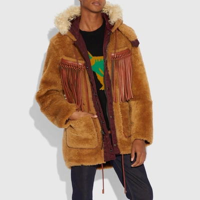 Shop Coach Western Parka With Fringe - Men's In Caramel/burgundy