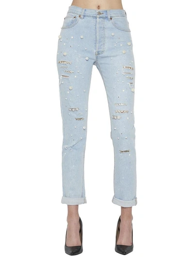 Shop Forte Dei Marmi Couture Vanessa Embellished Pearl Jeans In Blue