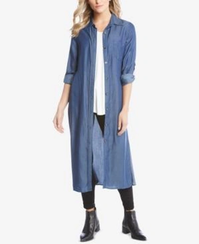 Shop Karen Kane Convertible Midi Shirtdress In Denim