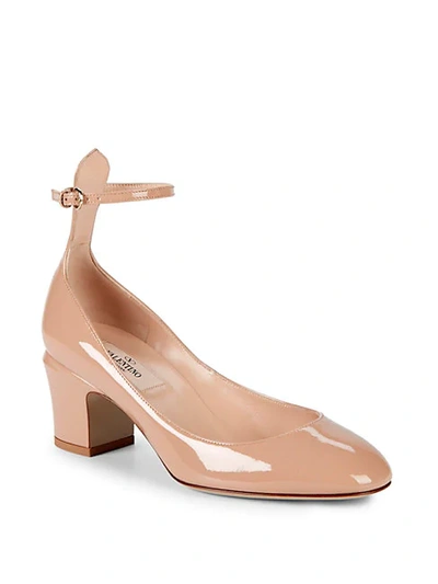 Shop Valentino Tango Leather Ankle-strap Pumps In Beige