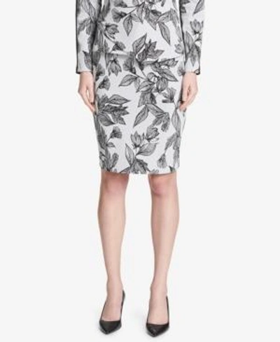 Shop Calvin Klein Jacquard Pencil Skirt In Sketch Floral
