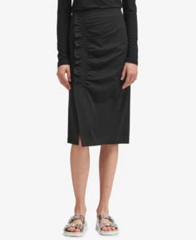 Shop Dkny Ruffle-trim Pencil Skirt, Created For Macy's In Black