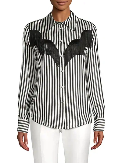 Shop Marc Jacobs Striped Long-sleeve Shirt In White-black
