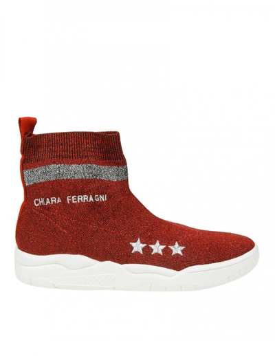 Shop Chiara Ferragni Lurex Effect Sneakers Color Red