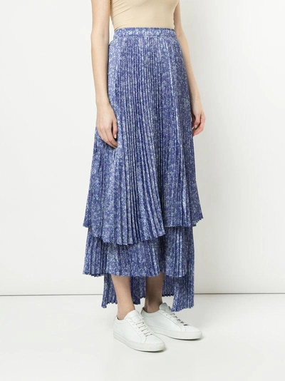 Shop Clu Asymmetric Pleated Skirt - Blue