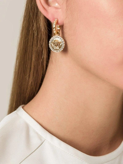 Shop Versace Medusa Drop Earrings - Metallic