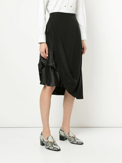 Shop Nehera Spiska Bi-material Asymmetric Skirt In Black