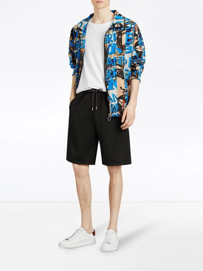 Shop Burberry Cotton Blend Drawcord Shorts - Black