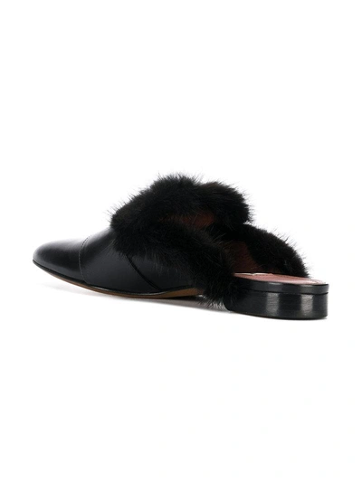 Shop Bally Janesse Fur Trimmed Slippers - Black