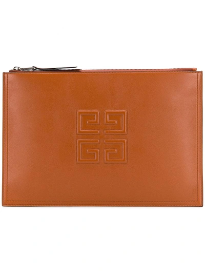 Shop Givenchy 4g Logo Clutch Bag In Brown