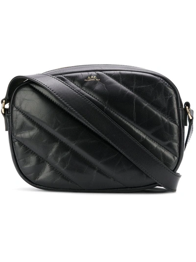 Shop Apc Quilted Shoulder Bag In Black
