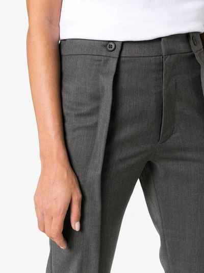 Shop Delada Mid-rise Trousers With Pleat In Grey