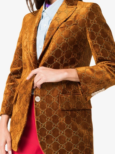 Shop Gucci Gg Velvet Jacket In Brown