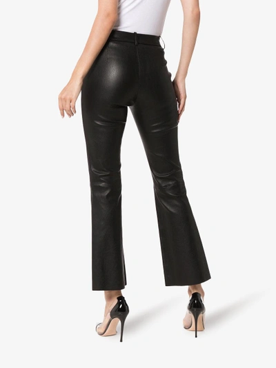 Shop Helmut Lang Flared Leather Trousers In Black