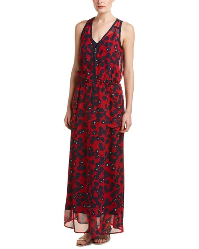 Shop Nanette Lepore Front Zip Silk Maxi Dress In Red