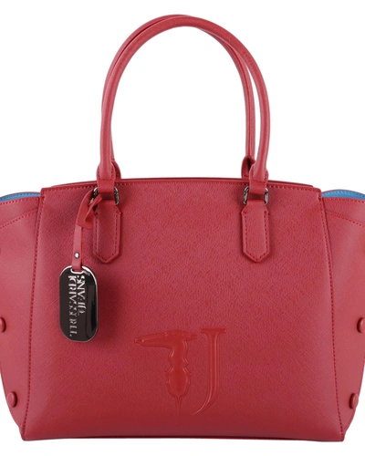 Shop Trussardi Faux Leather Melissa Tote Top Handle In Red