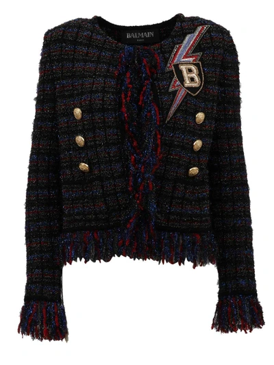 Shop Balmain Tweed Blazer In Multicolor