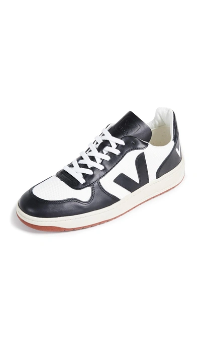 Shop Veja V-10 Bastille B-mesh Sneakers In White/black