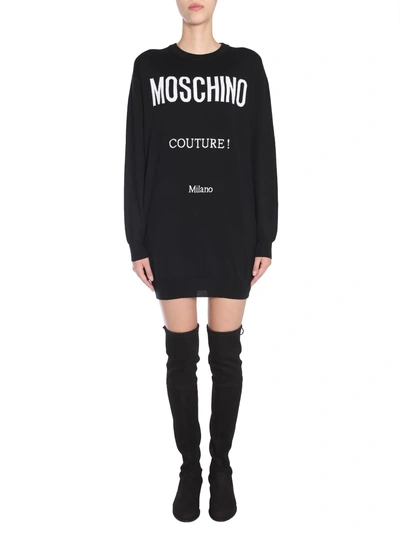 Shop Moschino Knit Dress In Nero