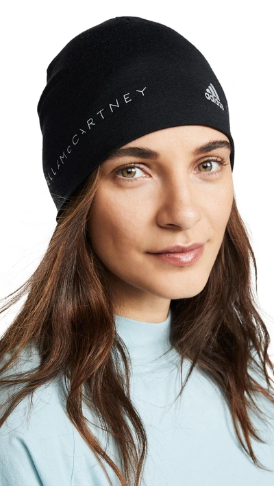 Adidas By Stella Mccartney Running Beanie Hat In Black/reflective Silver |  ModeSens