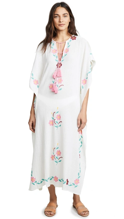 Shop Blue Boheme Ophelia Embroidered Caftan In Natural