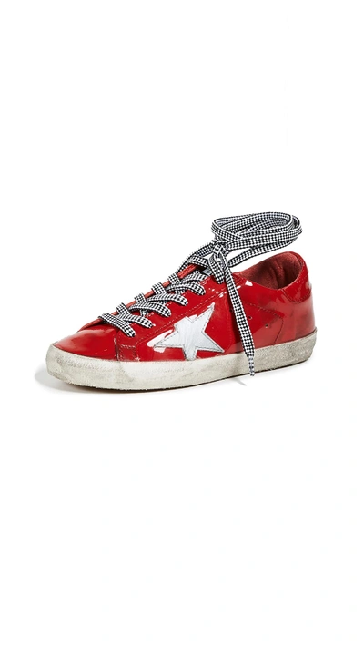 Shop Golden Goose Superstar Sneakers In Red/silver
