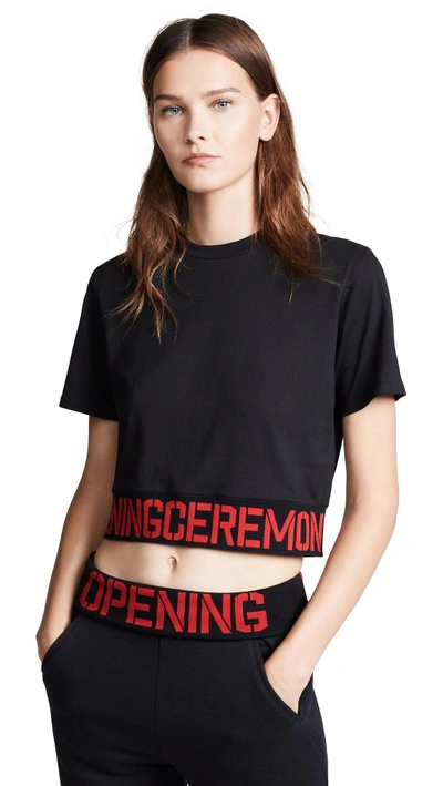 Shop Opening Ceremony Cropped Logo Tee In Black