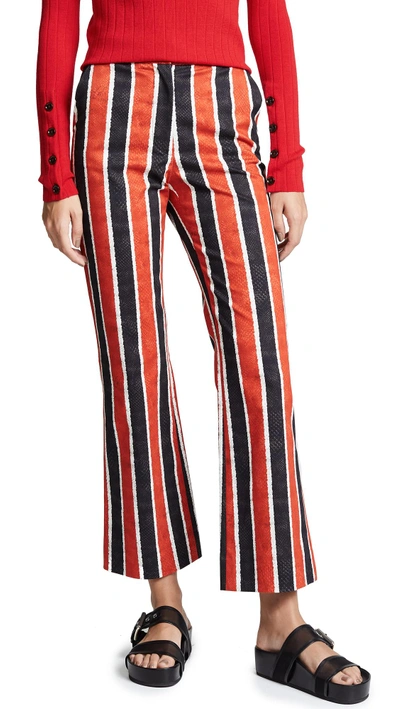 Shop Stella Jean Striped Crop Trousers In Red/navy