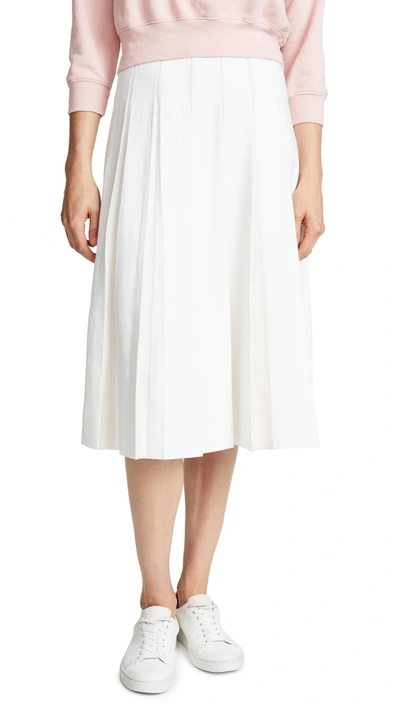 Shop Tse Cashmere Pleated Midi Skirt In Crème/mist