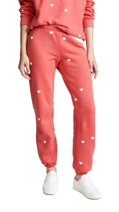 Shop Wildfox Lovestruck Sweatpants In Scarlet