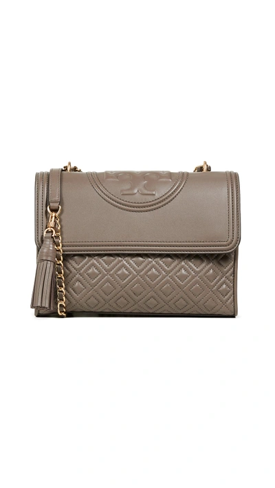 Shop Tory Burch Fleming Convertible Shoulder Bag In Silver Maple