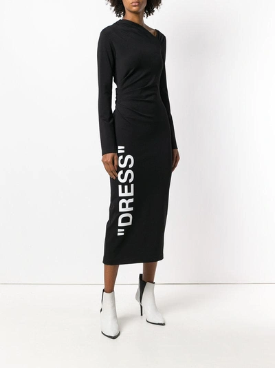Shop Off-white Asymmetric Printed Dress - Black