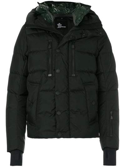 Shop Moncler Grenoble Padded Embellished Collar Coat - Black