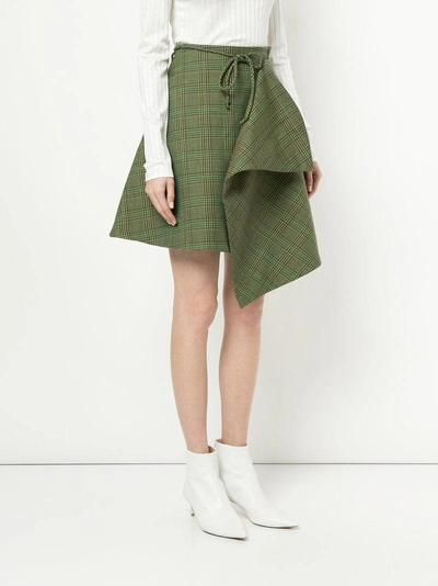 Shop Tiko Paksa Checked Tie Waist Mini Wrap Skirt - Green