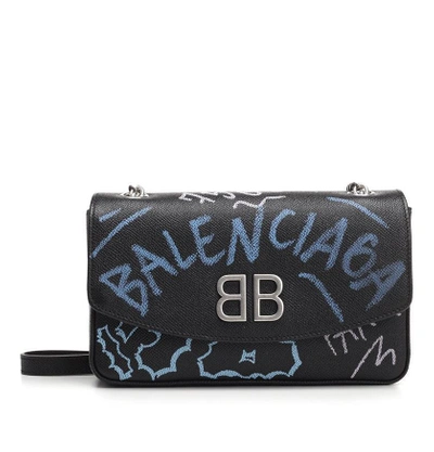 Shop Balenciaga Graffiti Shoulder Bag In Black