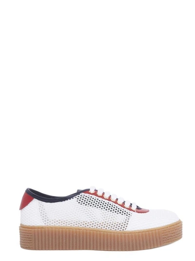 Shop Tommy Hilfiger Contrast Mesh Sneakers In White