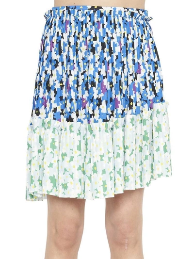 Shop Kenzo Pleated Floral Skirt In Multi