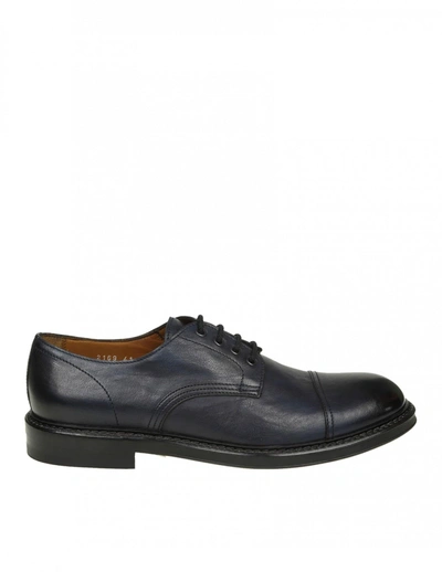 Shop Doucal's Derby In Blue Leather In Goose