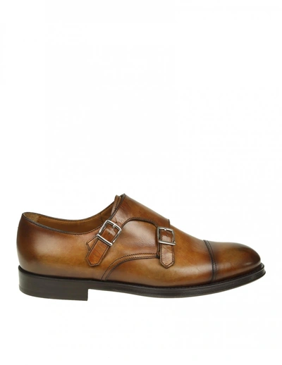 Shop Doucal's Shoe With Double Buckle Leather Color Leather In Cuir