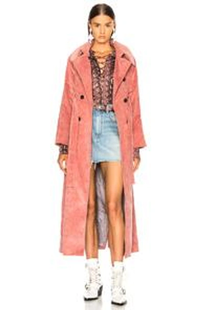 Shop Alexa Chung Alexachung Long Trench Coat In Pink