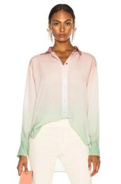 Shop Sies Marjan Sander Silk Degrade Shirt In Green,ombre & Tie Dye,pink. In Dusty Green & Salmon