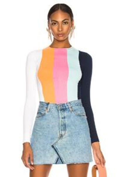 Shop Joostricot Bodycon Long Sleeve Crew Neck Sweater In Multi