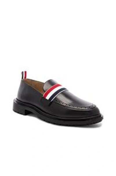 Shop Thom Browne Calf Leather Loafer In Black